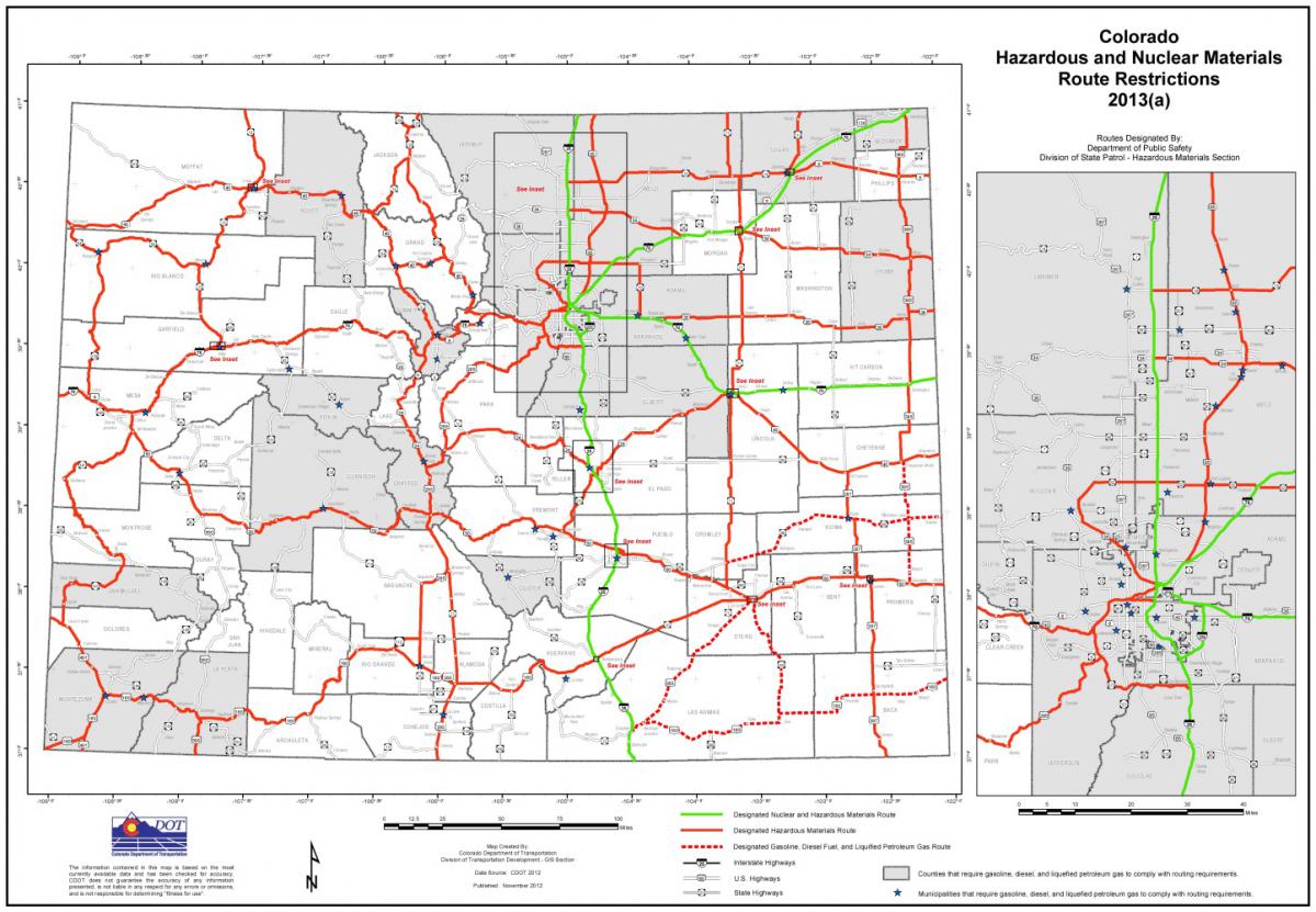 Colorado State Patrol. Hazardous Materials Routing Map. 2013